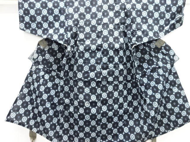 JAPANESE KIMONO / ANTIQUE HITOE KIMONO / COTTON / KURUME KASURI / ABSTRACT